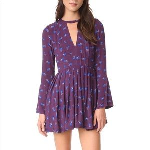 Free People Tegan Printed Mini Dress in Purple